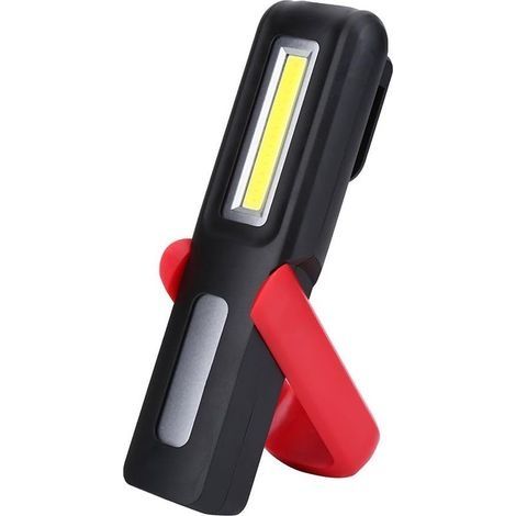 Baladeuse COB LED Lumière USB Rechargeable COB Lampe de Travail Lampe de Poche Multifonction avec Crochet Suspendu, Supports Magnétiques pour la Réparation Automatique, Camping, Urgences(Rouge) (1/5)