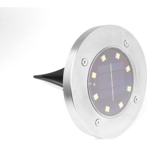 Lampe Solaire Encastrable 8LED Acier Inoxydable, Lumière Chaude, Étanche IP67, Éclairage Jardin Extérieur (1/5)