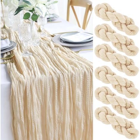 Chemin de table moderne beige 90x300 cm, idéal mariage, baby shower, communions et anniversaires - lot de 6.