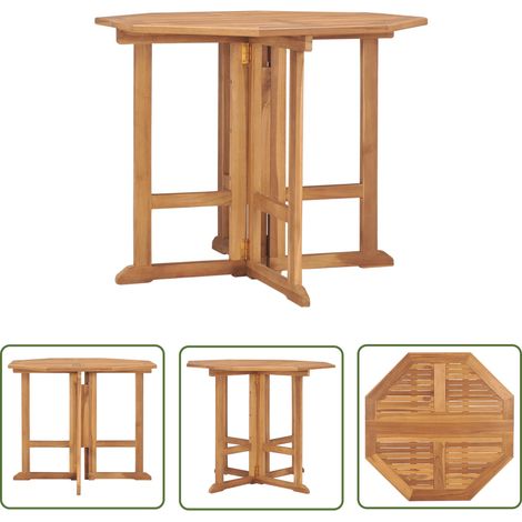 The Living Store Table à dîner pliable de jardin Ø90x75 cm Bois de teck solide - Table De Jardin - Table À Manger Extérieure - Mobilier De Jardin - Teck - Table Pliante (1/5)