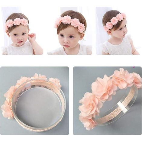 Lot de 3 Bandeaux pour Bébés Filles, Bandeaux élastiques avec Nœuds, Cadeaux pour Nouveau-nés, Tour de Tête de 38 à 50 Cm, élégants et Beaux, Parfaits pour les Photos, les Fêtes (1/5)