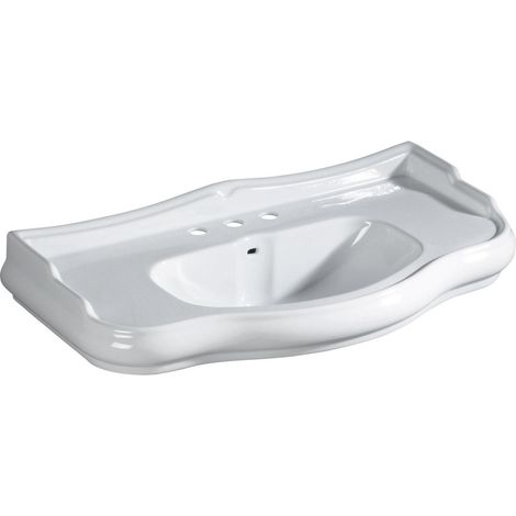 Lavabo RETRO en céramique 100x54cm, 3 trous, blanc (1/4)