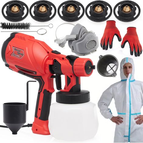 RossoSpray Lackiergerät + Maske, Overall, Sieb, Handschuhe