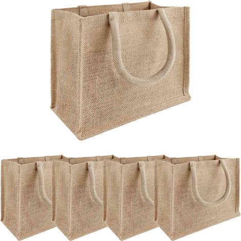 Bolsas de yute 5 pcs Natural 26 x 22 x 14 cm 100% Yute Tossa vidaXL (1/4)