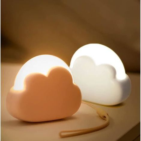 Rechargeable LED Cloud Night Light - Set of 2 in Pink and White (1/4)
