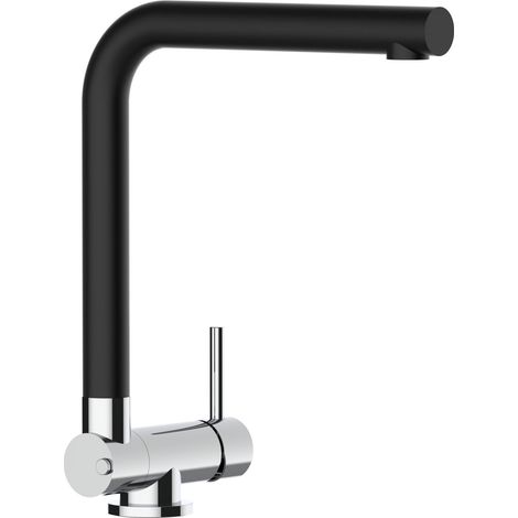 Rubinetto abbattibile miscelatore lavello fontana cucina VIZIO canna L nerp quarzo abbattibile 4,5 cm per sottofinestra (1/4)