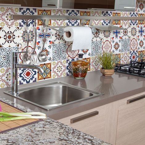 Sticker Mural Carrelage adhésif Cuisine Salle de Bain - 9 STICKERS CARRELAGES AZULEJOS SOELNA - 9stickers10x10cm (1/5)