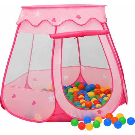 Tente enfant Tente de jeu - Maison enfant avec 250 balles Rose 102x102x82 cm BV883784 - BonneVie (1/5)