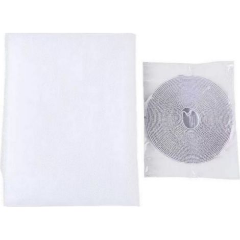 Moustiquaire fenêtre autocollante velcro 1,5m×2m, sans perçage, maille transparente blanche découpable, protection contre moustiques, mouches et insectes volants (1/5)
