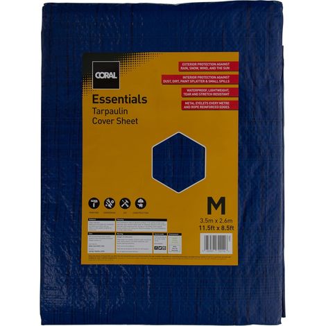 Coral Essentials Bâche imperméable légère et résistante aux déchirures avec œillets métalliques Bleu 11,5 x 2,6 m (1/5)