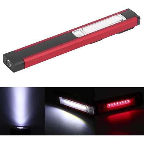 Lampe torche LED COB magnétique portable d'extérieur, lampe de travail d'urgence, chargement USB, lumière blanche et rouge (lumière blanche, lumière rouge) (1/5)