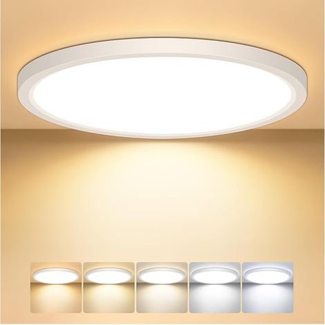 18 cm LED Ceiling Light, 5 Colours, 15 W 1500 LM, Round, IP44 Waterproof Bathroom Ceiling Light for Kitchen, Bedroom, Hallway, Garage, Balcony (18 cm) (1/5)