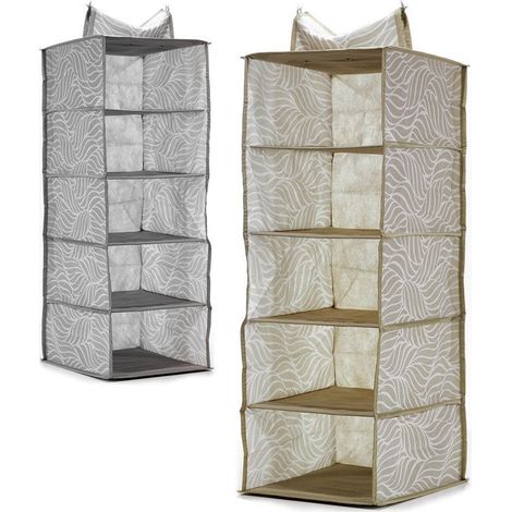 TRADE SHOP - Organizer Da Armadio Salvaspazio In Tnt Da Appendere Con 5 Scomparti Ripiegabile 2 Colori -