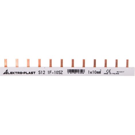 Barra colectora de corriente tipo PIN 1P 10mm2 63A 12 pines IZS10/1F/12 45.202