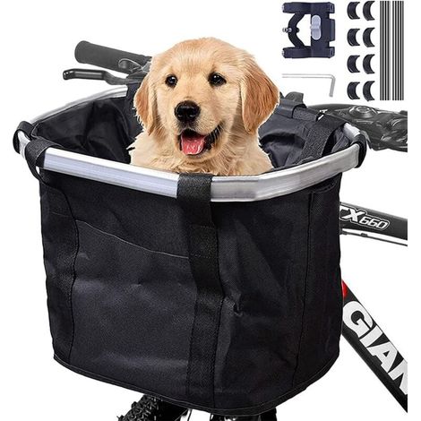 Panier de Vélo, Amovible Vélo Guidon Panier, Cycle Avant Toile Panier Transporteur Sac Pet Carrier en Alliage d'Aluminium pour VTT (1/4)