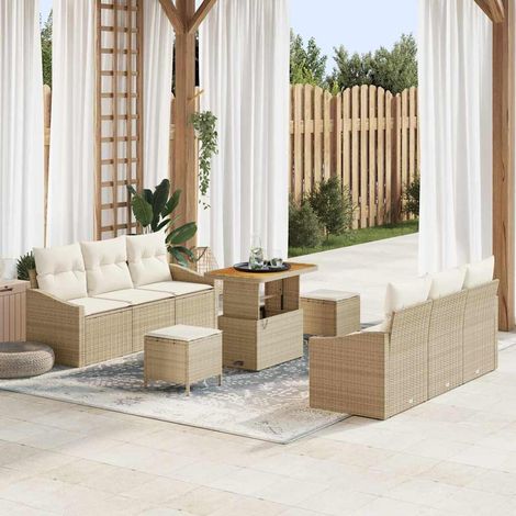 Set Divano da Giardino 9 pz Beige polyrattan vidaXL (1/5)