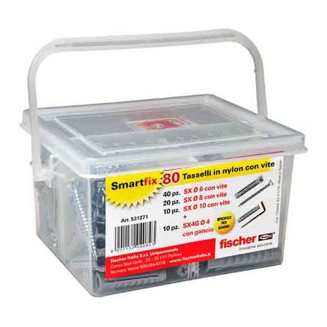 TASSELLO CON VITE 'SMARTFIX BOX' in valigetta - conf. 80 pezzi - FISCHER