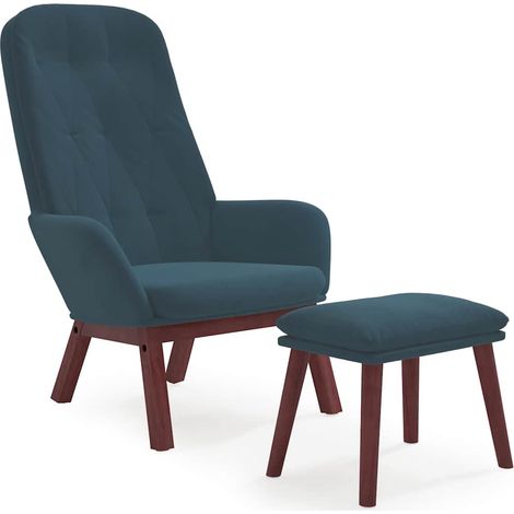 Sillón de relax con taburete terciopelo azul vidaXL (1/5)