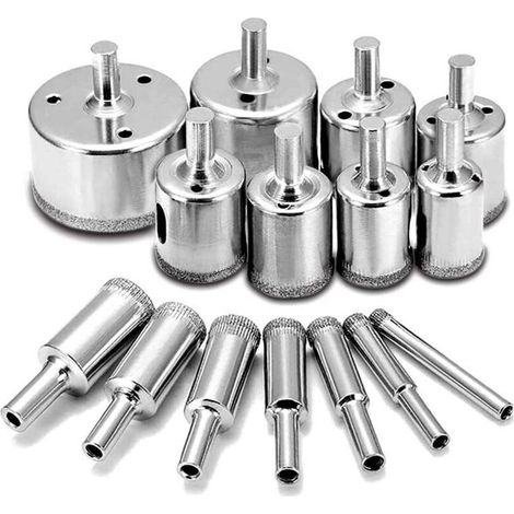 Lot de 15 Foret Diamant, Scies-Cloches pour acier au carbone, perceuse en verre, céramique, porcelaine, carrelage, marbre, 6/8/10/12/14/16/18/20/22/25/28/30/35/40/50 mm (1/5)