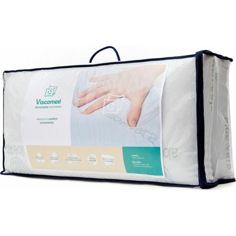 Pack x2 Oreiller à mémoire de Forme Visco Flocons Aloe Vera 75 cm, Oreiller thermorégulable Respirant, hypoallergénique, Anti-acariens et Anti-bactéries, fabriqué en Espagne. (1/4)