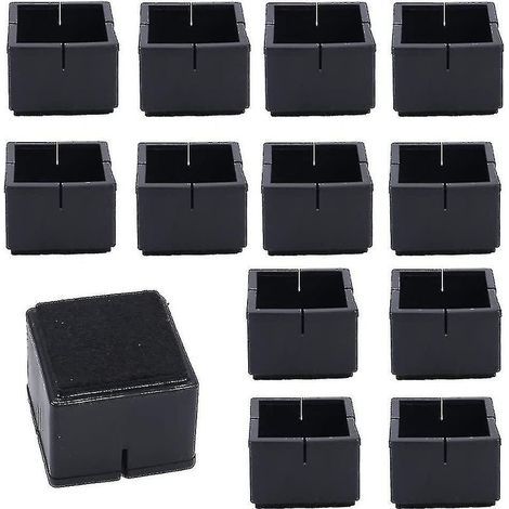 12Pcs Protege Pied de Chaise Carré 42-48mm Protège Jambes Table et Chaise PVC Capuchons Carrés avec Feutre Protege Pied de Chaise Carre Noir pour Jambes de Chaise Jambes de Table Jambes de Sofa (1/5)