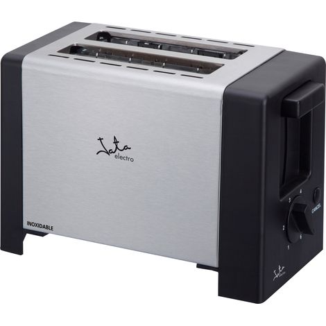 Tostadora Jata TT607 de acero inoxidable. Dos ranuras extraanchas (30 mm). Centrado automático del pan. Bandeja recogemigas. (1/4)