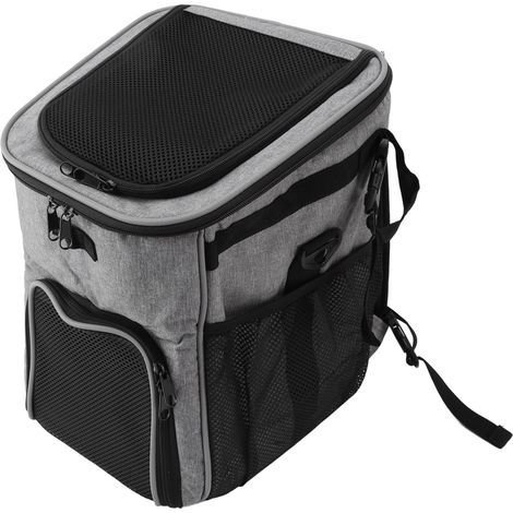 Panier de vélo pour chien, imperméable, respirant et amovible, sac à dos de transport pour chien, gris, idéal pour les voyages en plein air (1/5)