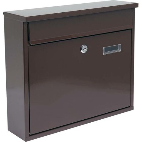 Buzón Metálico VOREL 78577 – 31x36x10 cm – Marrón con Cerradura y 2 Llaves