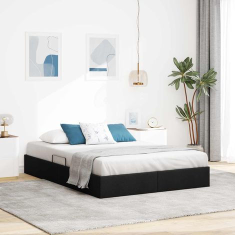 Cadre de lit ottoman avec stockage Noir 140 x 190 cm tissu (1/5)