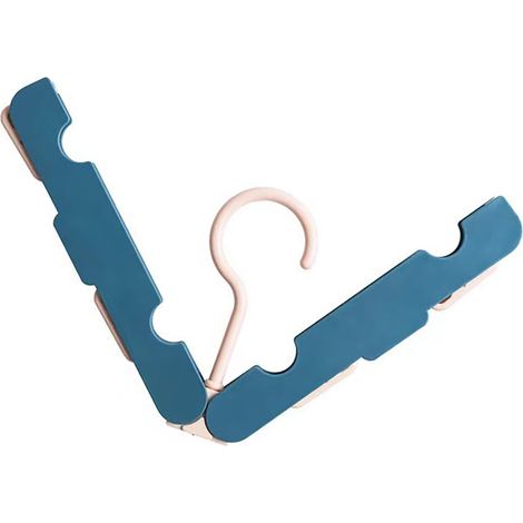 Cintre de voyage pliable, antidérapant et multifonctionnel avec pinces, bleu foncé, idéal pour la maison et les dortoirs. (1/5)