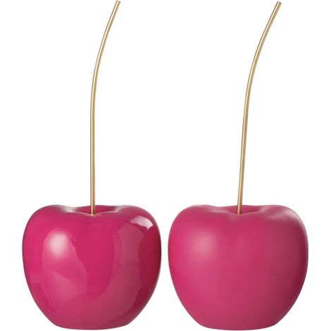 Lot de 2 cerises déco en résine rose brillant et mat - H 41cm - H 56cm 56 cm-Hauteur 56 cm (1/2)