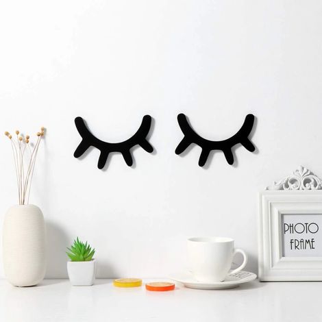Sticker Mural 3D Cils En Bois - Décoration Murale Pour Chambre D'Enfant - 15 x 11 cm - Lot De 2 Pièces (1/5)