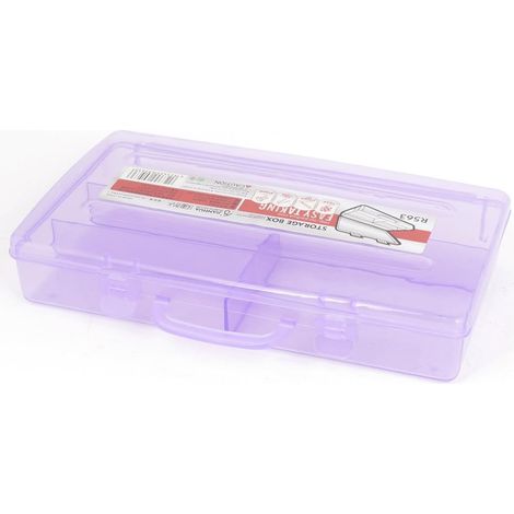 Boîte rangement rectangulaire en plastique violet transparent à 4 emplacements pour composants