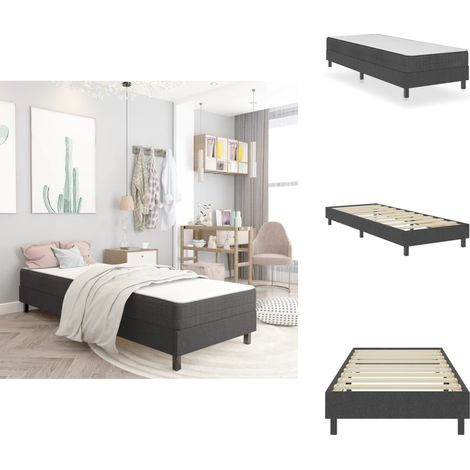 Boxspring-Bettgestell Grau Stoff 100x200 cm - Boxspringbett - Doppelbett - Bettgestell - Grau - Stoff (1/5)