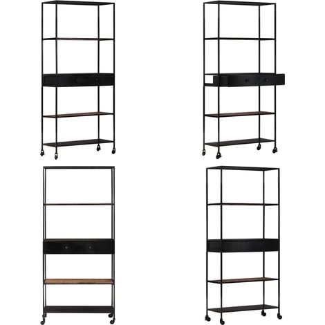 Bibliothèque 80x35x180 cm Bois de manguier brut et fer - Bibliothèque Industrielle - Bibliothèque Design - Bibliothèque Rangement - Bibliothèque Bois Massif - Bibliothèque Moderne - Home & Living (1/5)