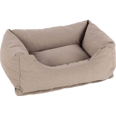 Lit pour Chien Chat Valeco Taupe Rectangle - Panier pour Chien Chat - 65x50x20cm - Lavable - Fond Anti-dérapant - Housse Amovible - Lieu de Couchage Doux et Confortable
