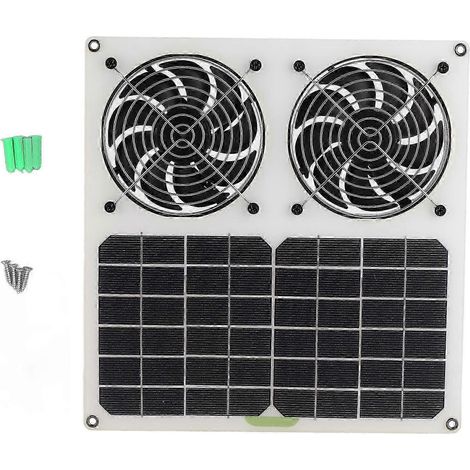 Ventilateur d'extraction solaire 100 W à double ventilateur, étanche, pour serre portable, caravane, niche pour animaux, usage domestique. Conception écoénergétique et durable. (1/5)