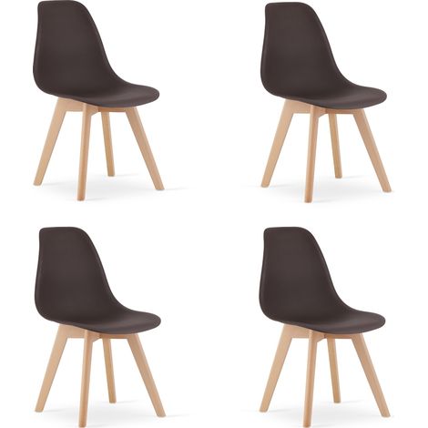 Chaise - Leobert - Kito - Café/Pieds Naturels - 46 X 54,5 X 80 Cm - Lot De 4 (1/5)