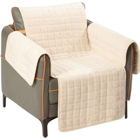 YORKING Armstuhlschoner für Relaxsessel, Sesselauflage mit Armlehnen-Schutz, TV-Sessel-Bezug, rutschfeste Kratzfeste Sesselhülle, Plüsch Bezug für Haushalt mit Kindern und Haustieren (Beige)