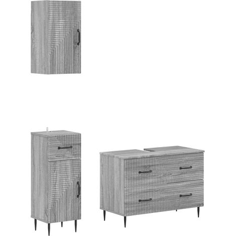 Maison Exclusive - Set di armadietti da bagno in 3 pezzi HAARLEM Sonoma grigio (1/5)