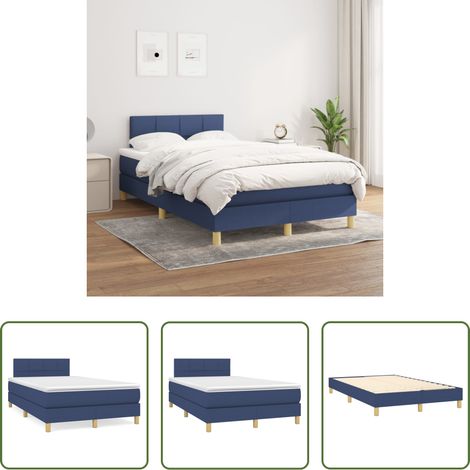 vidaXL Kopfteil -  Boxspringbett mit Matratze Blau 120x200 cm Stoff (1/5)