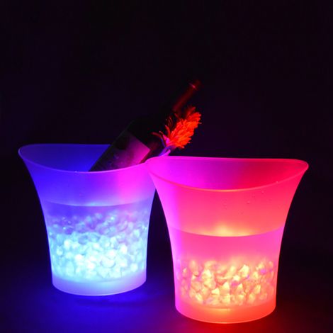 LED-Eiskübel, farbwechselnd, runder Eiskübel aus Kunststoff für KTV, Partys und Bars (1/3)