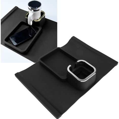 Ergonomisches, multifunktionales Sitzkissen für Sofas aus schwarzem Silikon mit rutschfester Unterseite und integrierter Ablage für Handy und Glas (1/5)