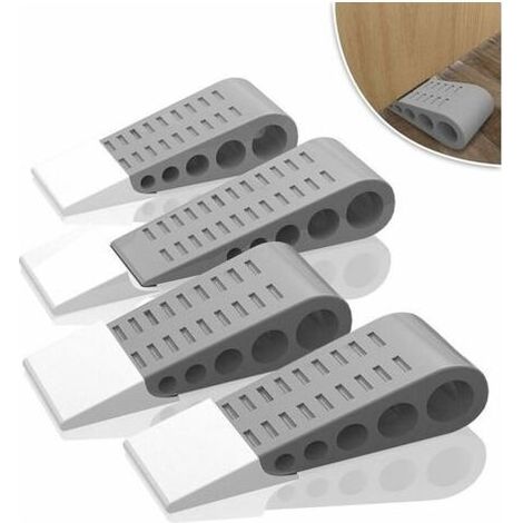 Butée de porte en caoutchouc, 4pcs Cale Porte en Caoutchouc Robuste antidérapant, Bloc de porte Anti-Rayures Fonctionne sur toutes les surfaces (Gris) (1/5)