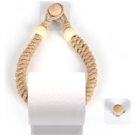 1 Pcs Porte-Serviettes en Corde Porte-Papier Salle de Bain Support pour Rouleau de Papier Toilette Porte-Serviettes en Bois en Corde De Jute Rétro pour Salle Cuisine