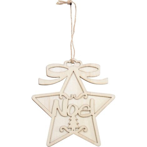 Sujet en Bois à Décorer "Étoile Noël" 12cm Naturel
