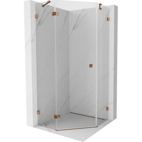Mexen Lunar Pentagonale Duschkabine, links schwenkbar, 80 x 80 cm, transparent, Roségold - 831-080L-080P-60-00-L (1/5)