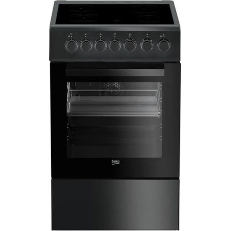 Beko – Cuisinière vitrocéramique 4 foyers – Four convection 65L – Parois catalytiques – L 50 x P 60 x H 85 cm – Gris anthracite