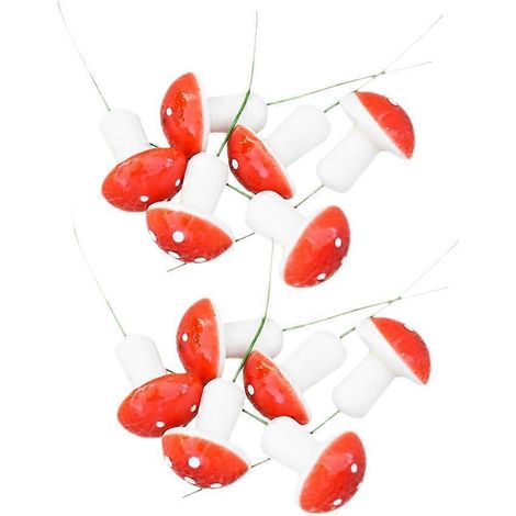 Lot de 24 petits pendentifs champignons de Noël, décorations à suspendre pour sapin de Noël, cadeau pour garçons et filles (rouge)-2X2CM-Red