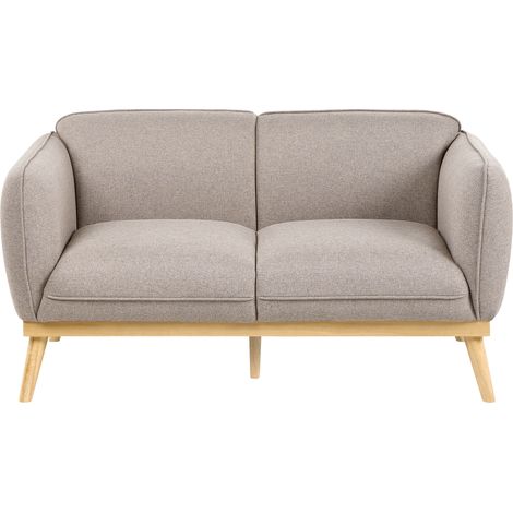 Sofá 2 plazas estilo escandinavo con patas cónicas de madera tapizado fácil de limpiar marrón claro Ljung